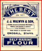 Advertisement for J. J. Walwyn & Son self-raising flour, Gnosall, Staffs.